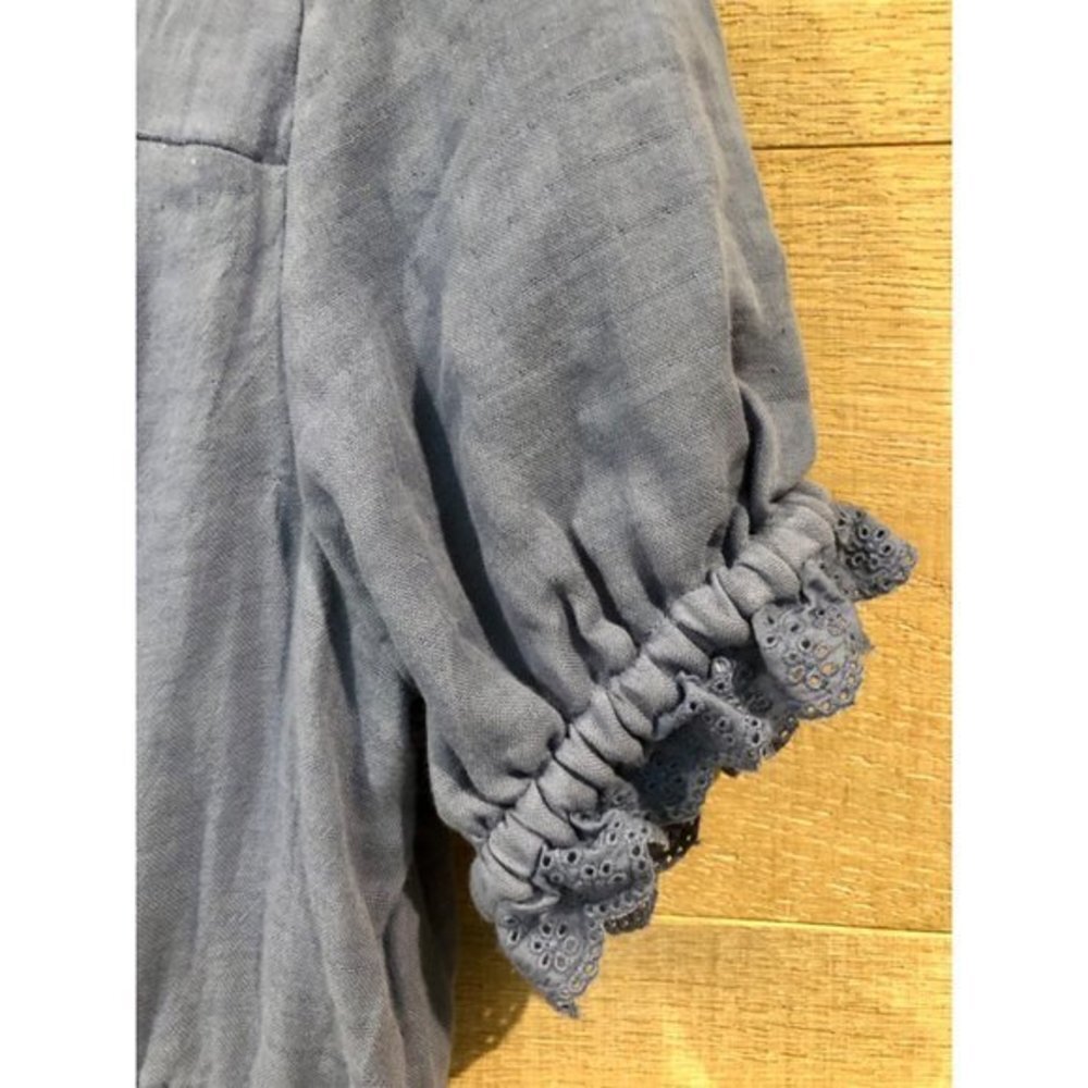 NWOT MAISIE Eyelet Trim Tiered Ruffle blue Cotton Dress Size M - Picture 7 of 9